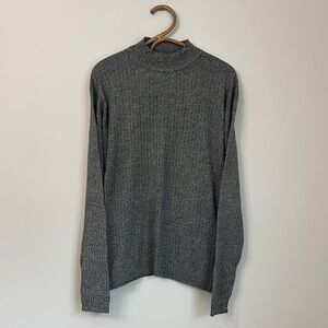 Men's Gray Beltrami Ribbed Mock Neck Sweater